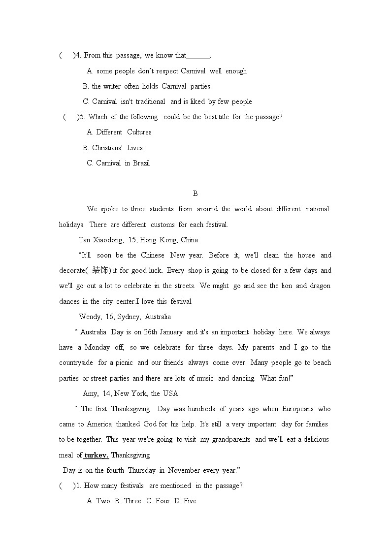 期中Units1-4阅读理解专练2021-2022学年人教新目标英语九年级上册第2页