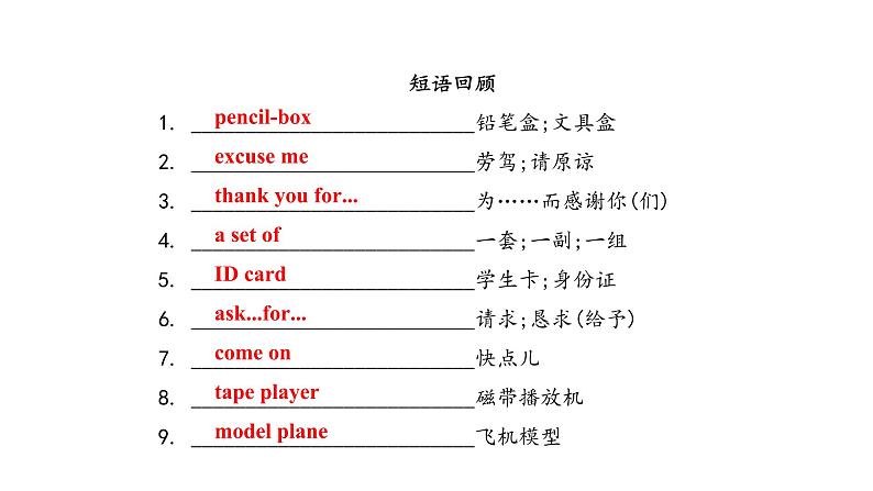 人教版七年级英语上册期中考试复习 Units2--4单元课件06