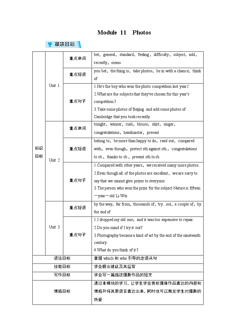 2021-2022学年度外研版九年级英语上册教案Module 1101