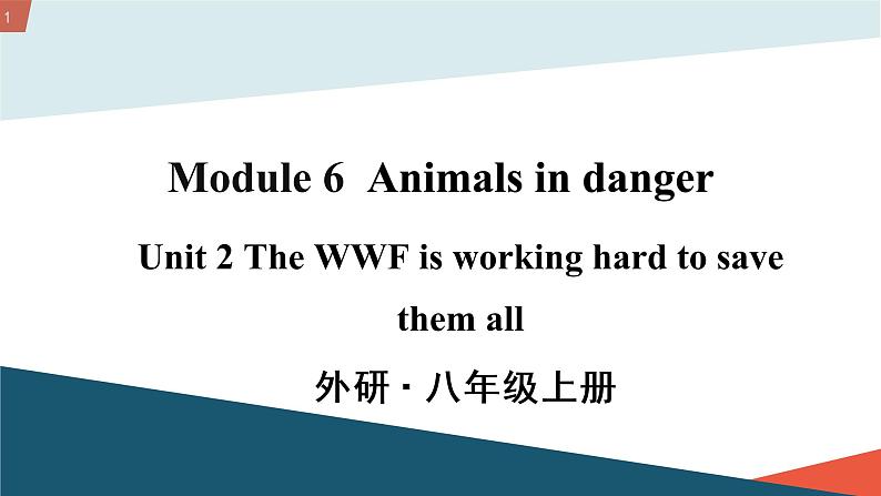 初中英语 外研（新标准）版 八年级上册Module 6 Unit 2 The WWF is working hard to save them all课件+教案+同步练习（含答案）01