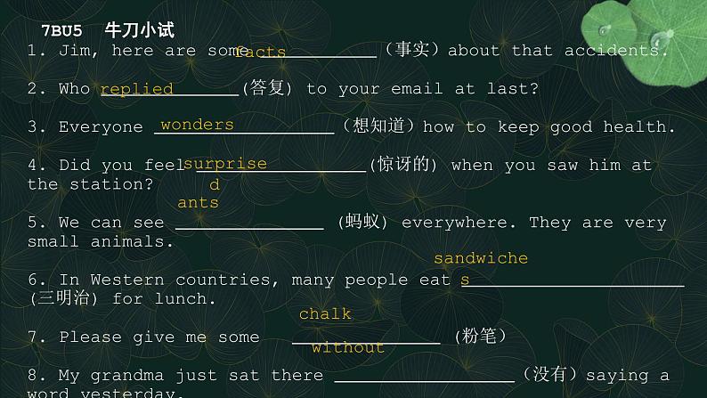 牛津译林版七下英语7B Unit 5 Revision复习课件+试卷04