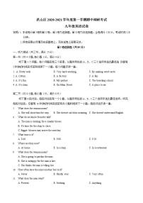 湖北省武汉市洪山区2020-2021学年度九年级上英语期中调研考试真题及答案（不含听力录音）