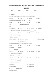 山东省滨州市博兴县2021-2022学年七年级上学期期中考试英语试题（word版 含答案）