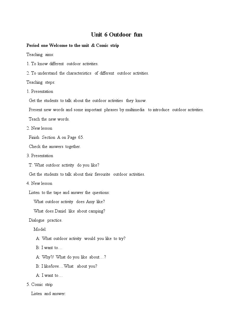 Unit 6 教案第1页