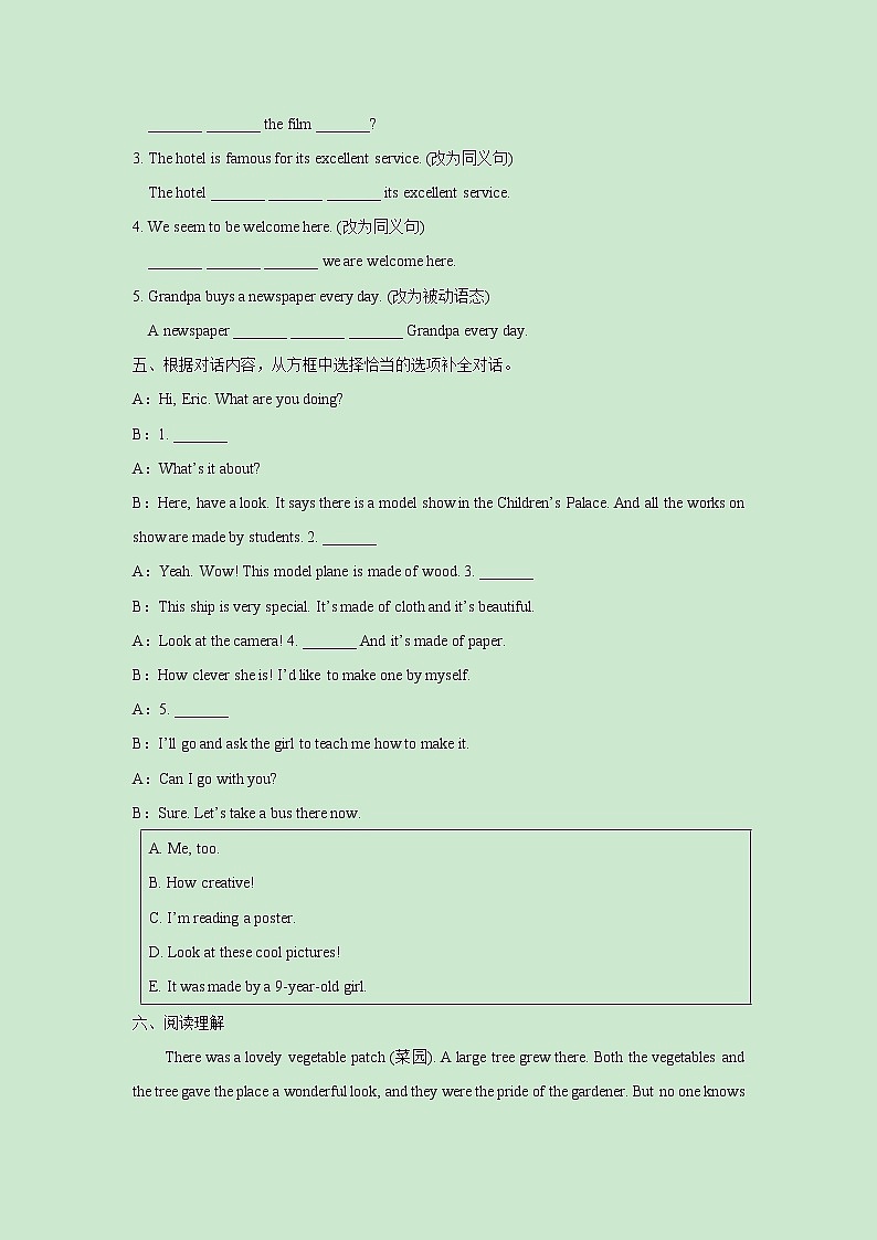 Unit 5 Section A 1a_2d 一课一练（一） 初中英语人教版九年级全册（2021年）第3页