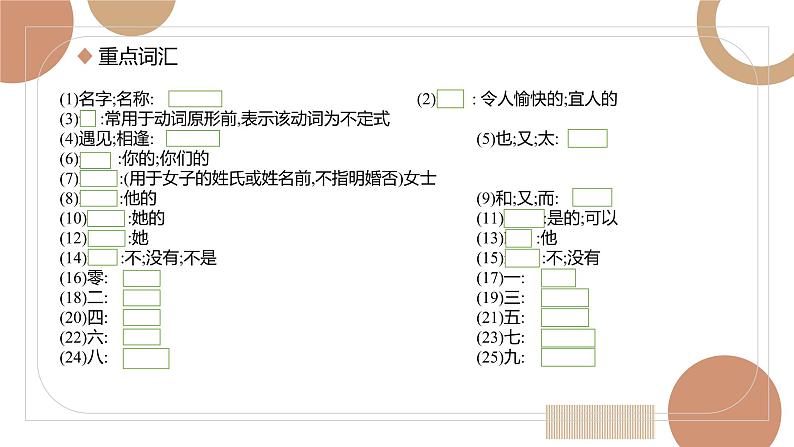 【人教版英语中考】【2022年中考英语一轮复习】七年级上册unitS1-3 unit1-4 基础知识梳理课件PPT05