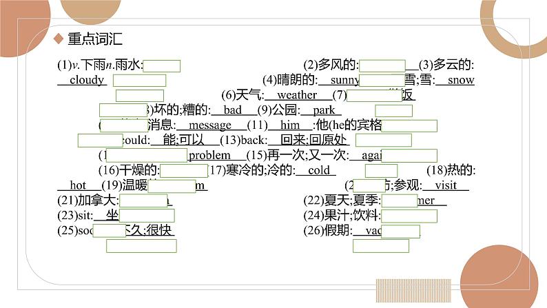 【人教版英语中考】【2022年中考英语一轮复习】七年级下册 unit7-9 基础知识梳理课件PPT第5页