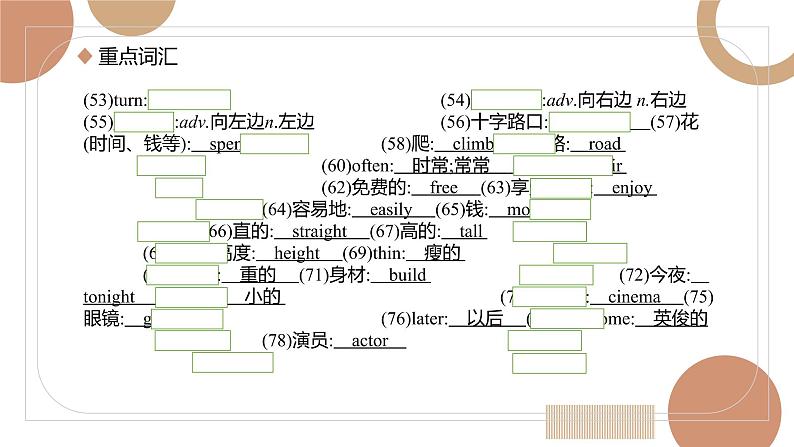 【人教版英语中考】【2022年中考英语一轮复习】七年级下册 unit7-9 基础知识梳理课件PPT第7页