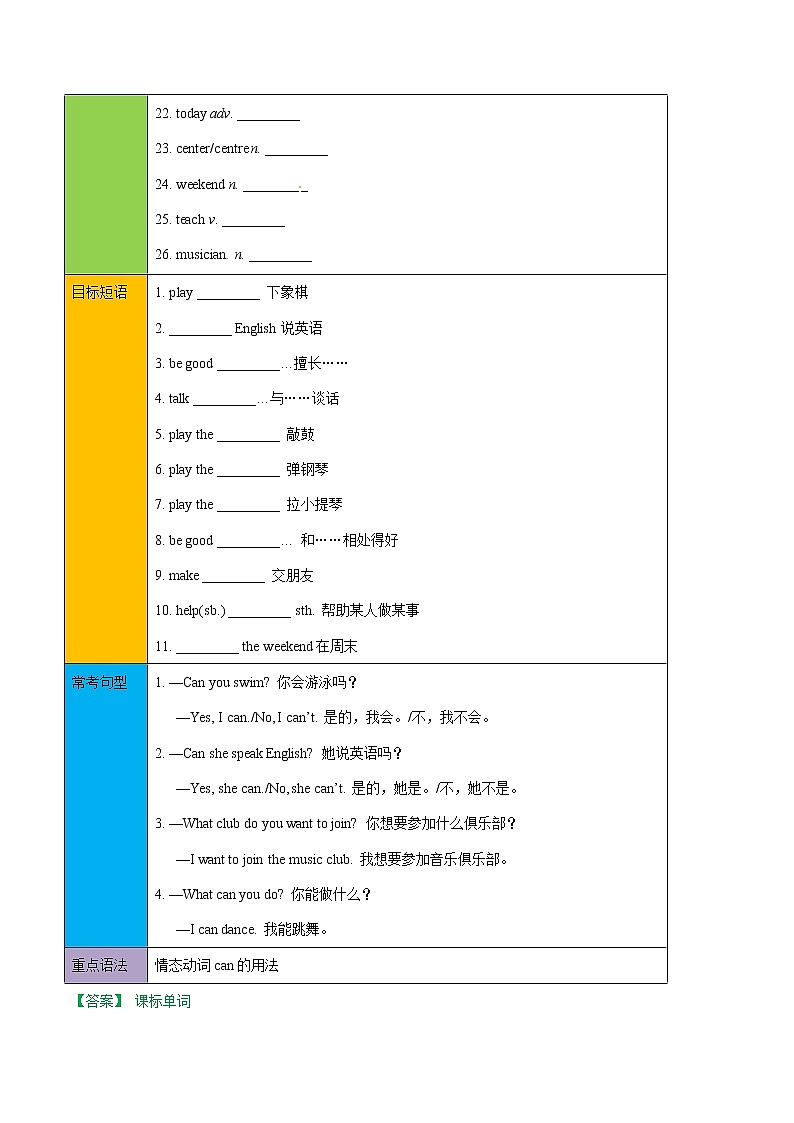 专题1.1  Can you playthe guitar  Section A02