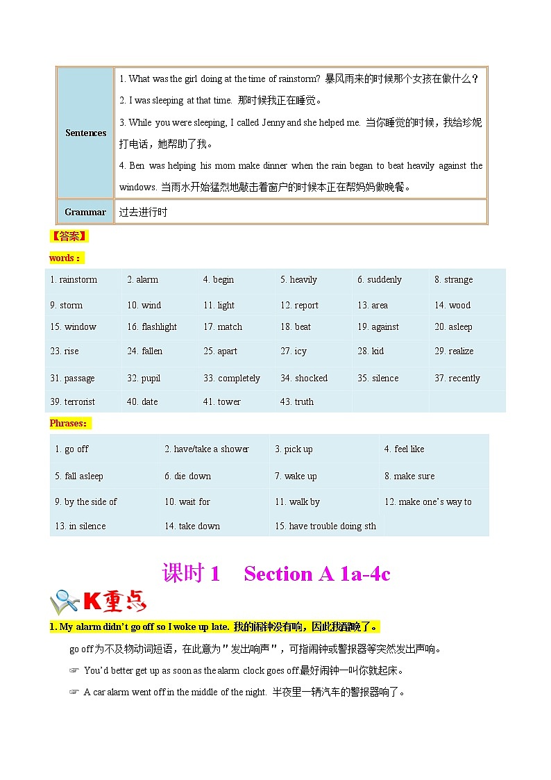 专题5.1 Unit 5  What were you doing when the rainstorm came SectionA03