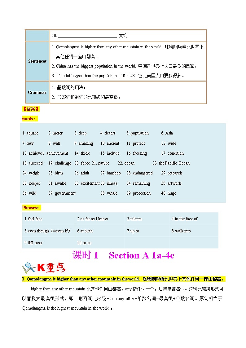 专题7.1 Unit 7  What’s the highest mountain in the world SectionA03