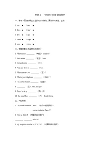 初中英语外研版 (新标准)七年级上册Unit 2 What's your number?同步练习题