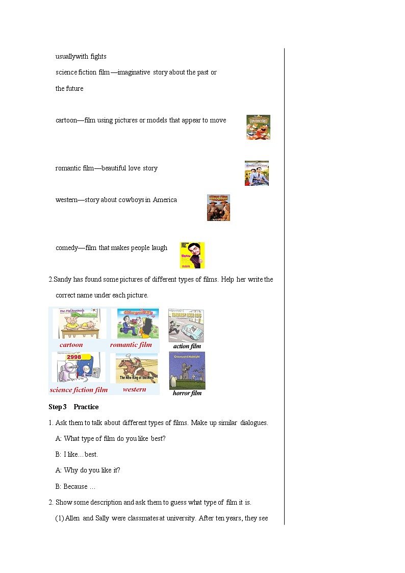 Unit 7 Films Comic strip & Welcome to the unit 教案 初中英语牛津译林版九年级上册（2021年）02