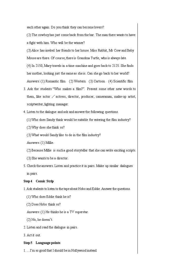 Unit 7 Films Comic strip & Welcome to the unit 教案 初中英语牛津译林版九年级上册（2021年）03