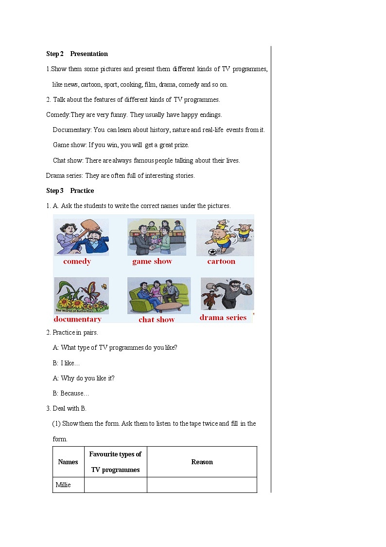 Unit 6 TV programmes Comic strip & Welcome to the unit 教案 初中英语牛津译林版九年级上册（2021年）第2页