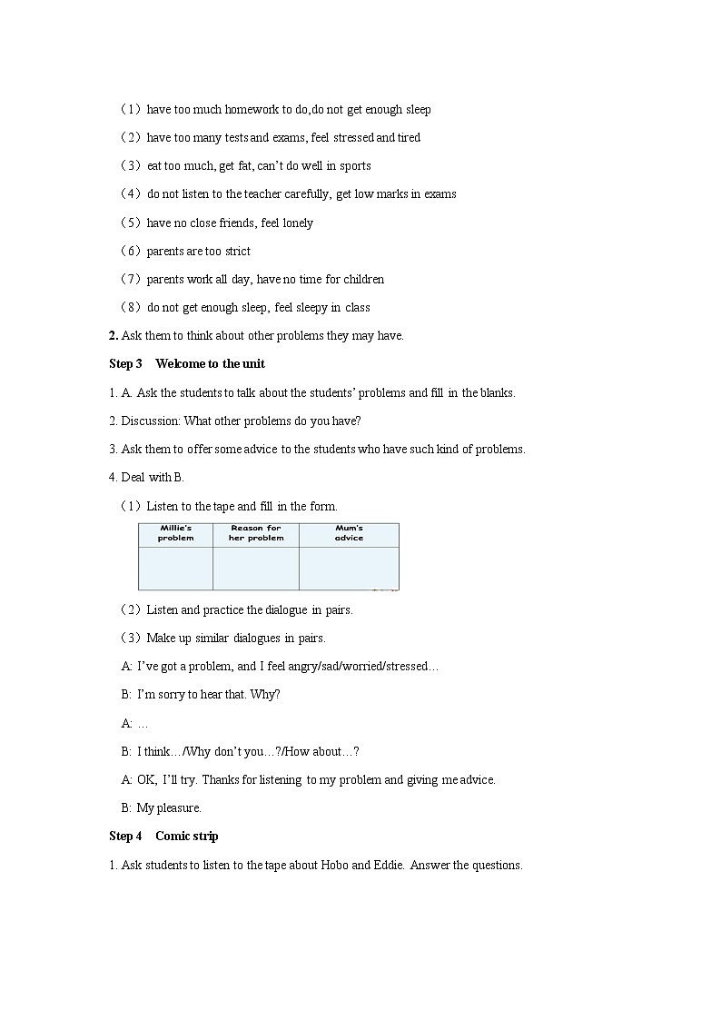 Unit 3 Teenage problems Comic strip & Welcome to the unit 教案 初中英语牛津译林版九年级上册（2021年）02
