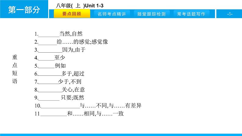 人教版新目标英语中考第一轮复习课件八年级(  上  )Unit 1-3第5页