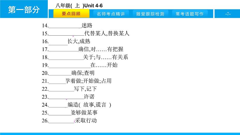 人教版新目标英语中考第一轮复习课件八年级(  上  )Unit 4-6第7页