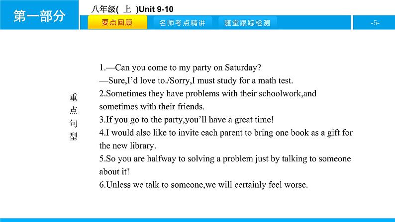 人教版新目标英语中考第一轮复习课件八年级(  上  )Unit 9-10第5页