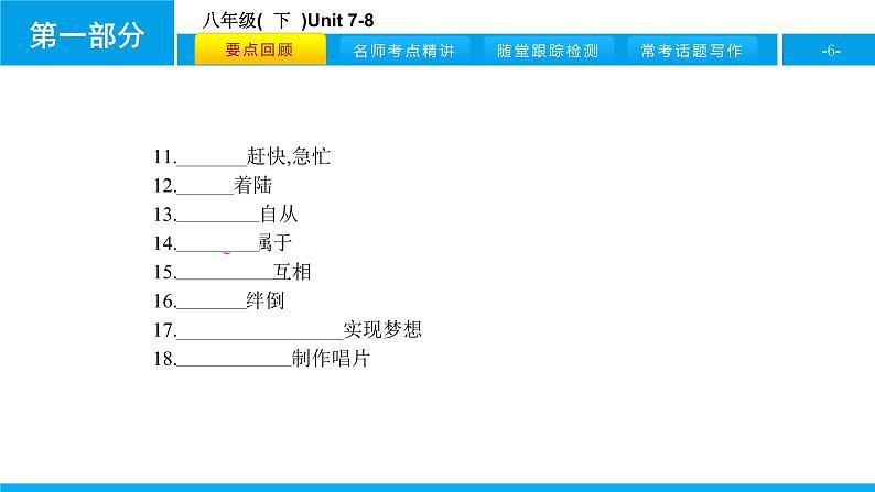 人教版新目标英语中考第一轮复习课件八年级(  下  )Unit 7-8第6页