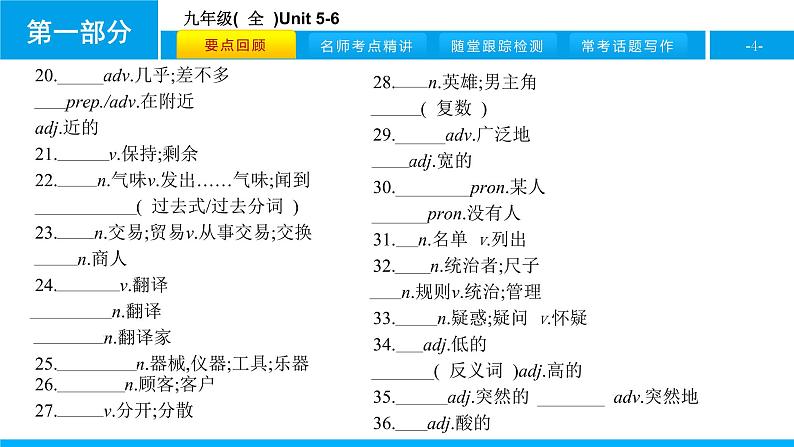 人教版新目标英语中考第一轮复习课件九年级(  全  )Unit 5-604