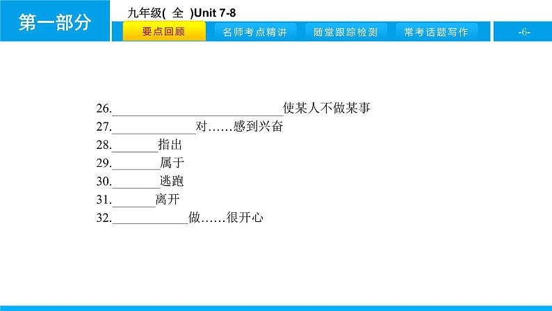 人教版新目标英语中考第一轮复习课件九年级(  全  )Unit 7-8第6页