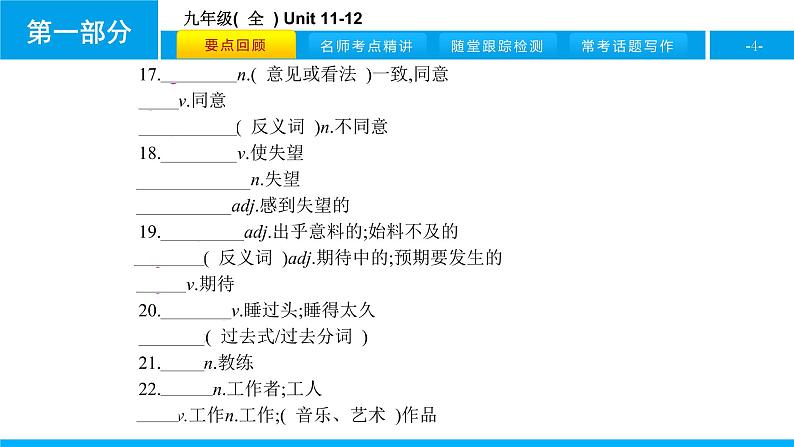 人教版新目标英语中考第一轮复习课件九年级(  全  ) Unit 11-12(1)第4页