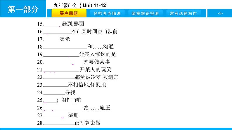 人教版新目标英语中考第一轮复习课件九年级(  全  ) Unit 11-12(1)第8页