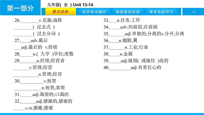 人教版新目标英语中考第一轮复习课件九年级(  全  ) Unit 13-14第4页