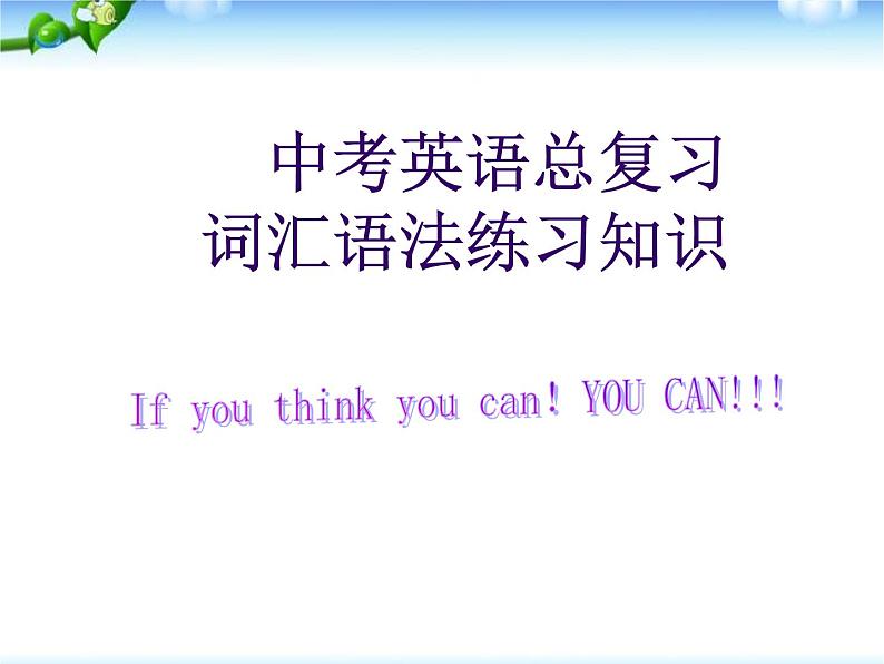 中考英语总复习词汇语法练习知识完美版课件PPT01