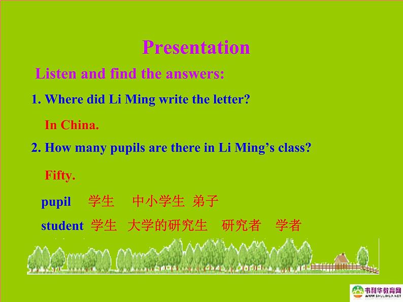 八年级英语上册 Unit 1 Me and My Class Lesson 1 Li Ming Is Back to School!课件 冀教版03