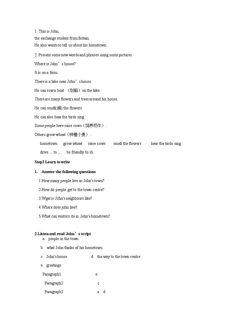 牛津译林版英语七下Unit3 Welcome to Sunshine第七课时Task课件+教案02