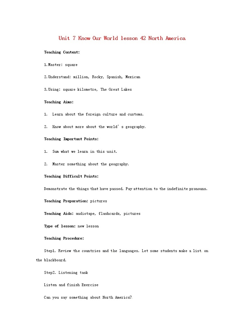 八年级英语下册 Unit 7 lesson 42 教案01