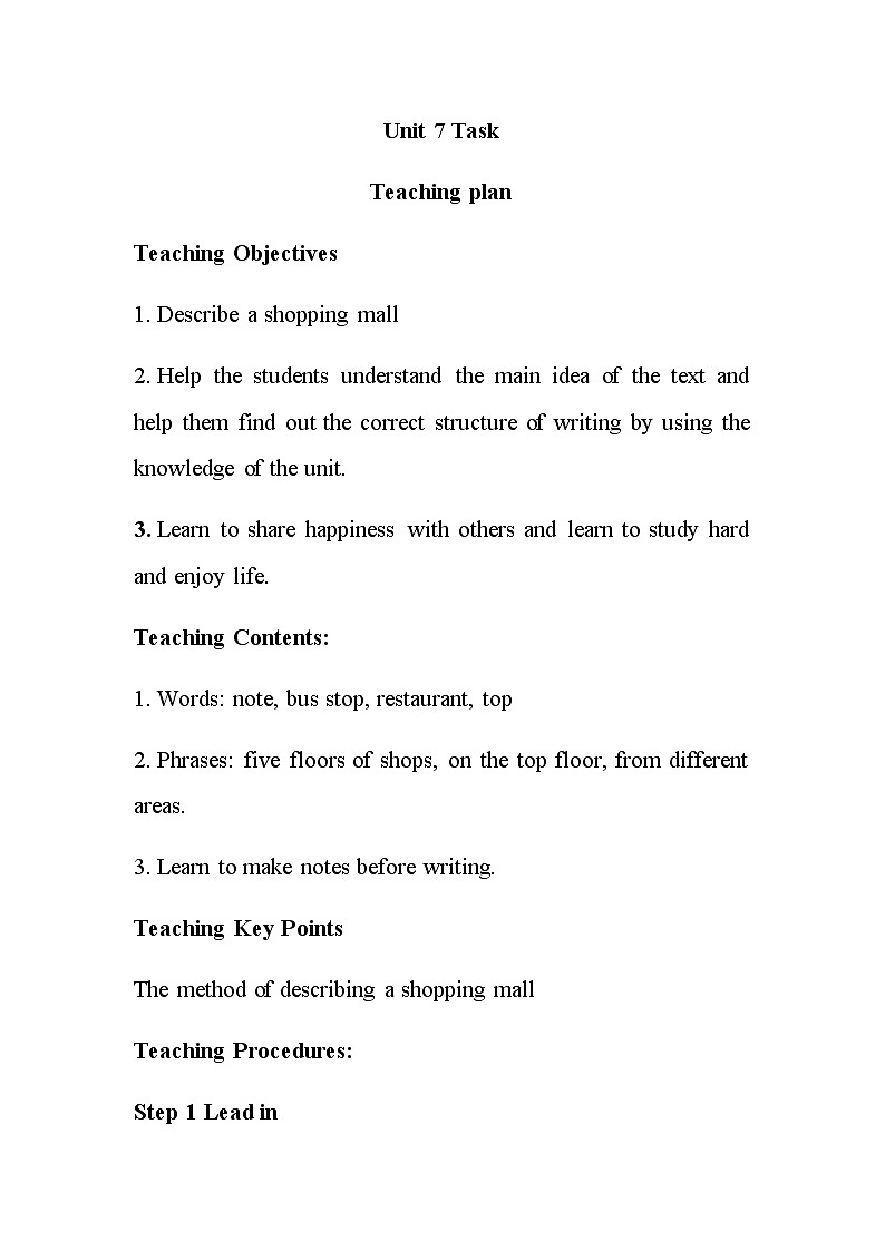 Unit 7 task 教案第1页