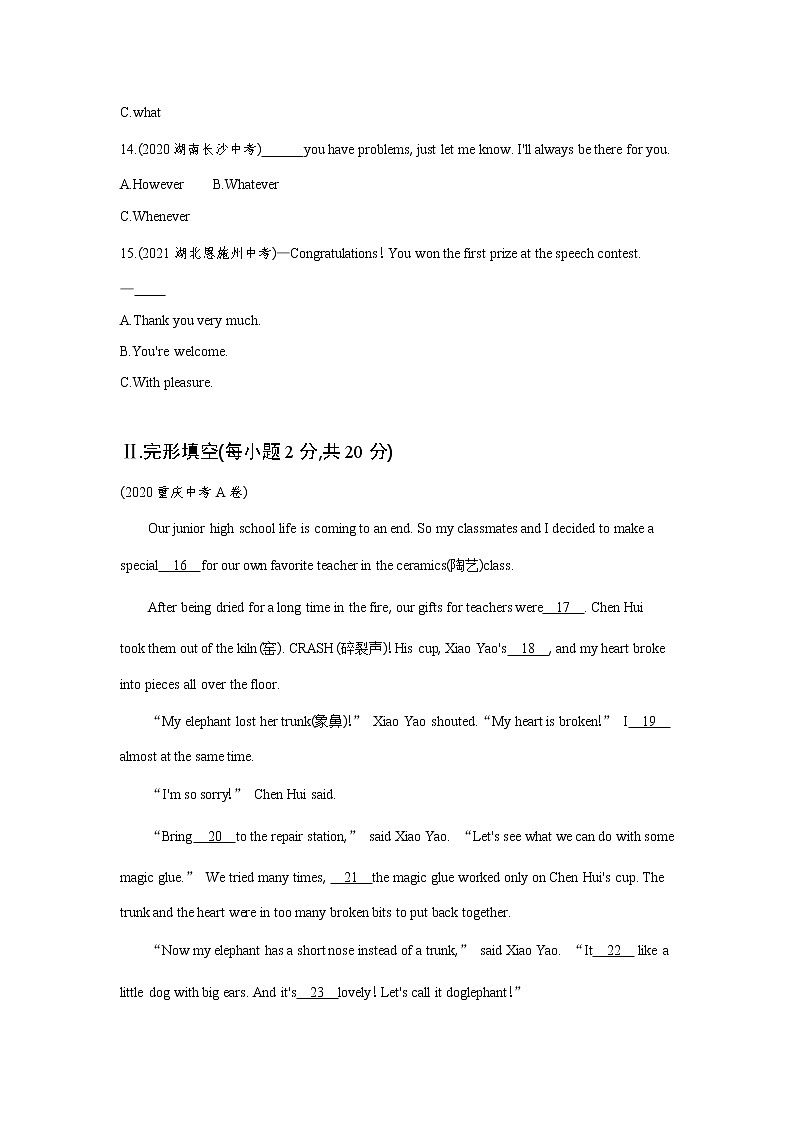 Unit 14单元检测练习-2022学年英语九年级下册人教版（Word含解析）03