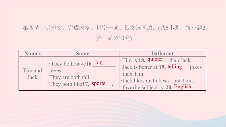 2021八年级英语上册Unit3I 'mmoreoutgoingthanmysisiter综合测试习题课件新版人教新目标版第8页