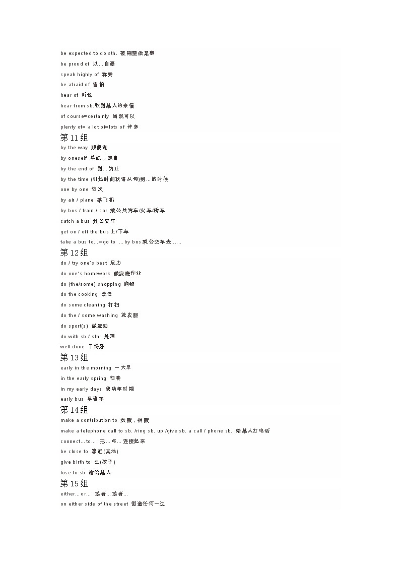 【人教版初中英语】英语中常用固定搭配，背会了，选择、完形、写作都不用怕！练习题03