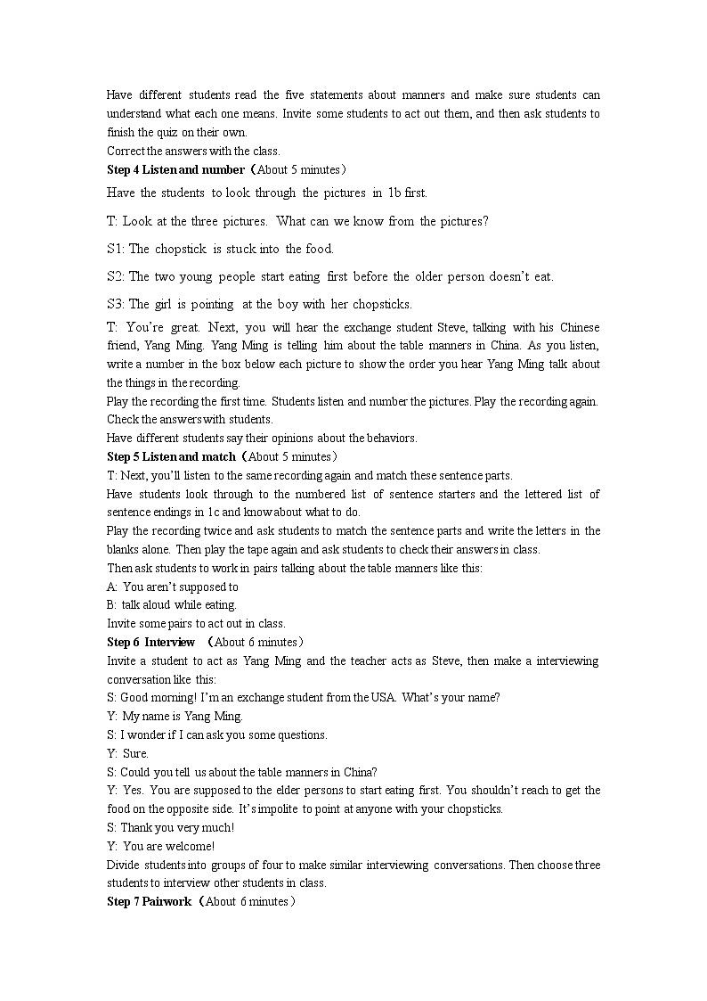 Unit10 You’re supposed to shake hands. 教案和课时作业（4课时）03