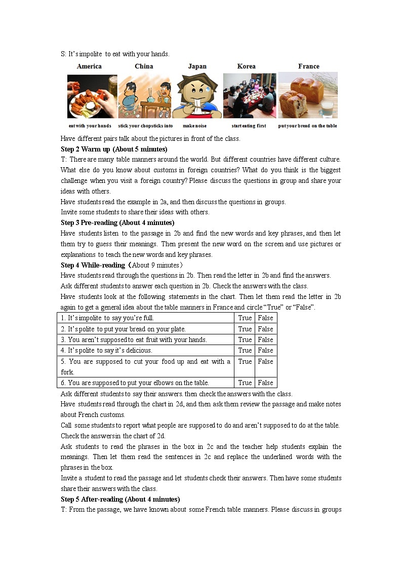 Unit10 You’re supposed to shake hands. 教案和课时作业（4课时）02