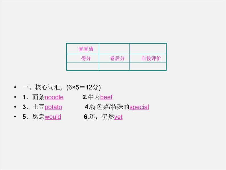 【名师精品】4 Unit 10 I’d like some noodles Section A 1a－1c（预习导航+堂堂清+日日清）课件第2页