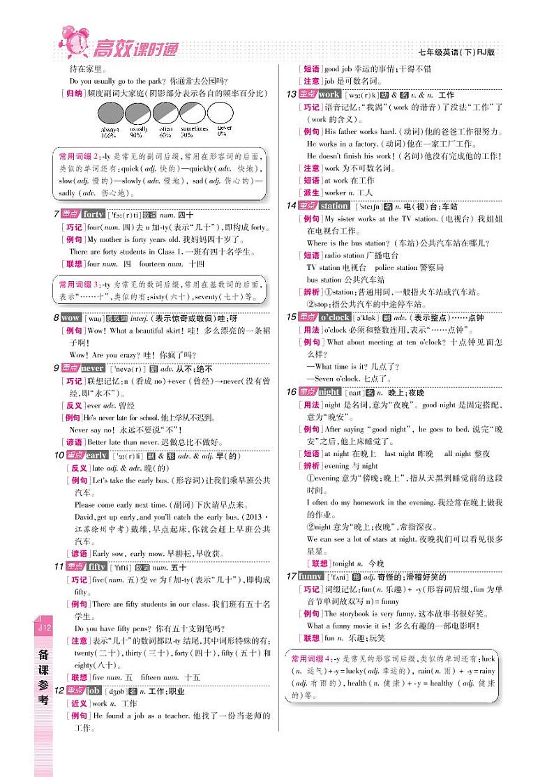 【高效课时通】七年级英语下册 Unit 2 What time do you go to school备课参考（pdf）（新版）人教新目标版教案02