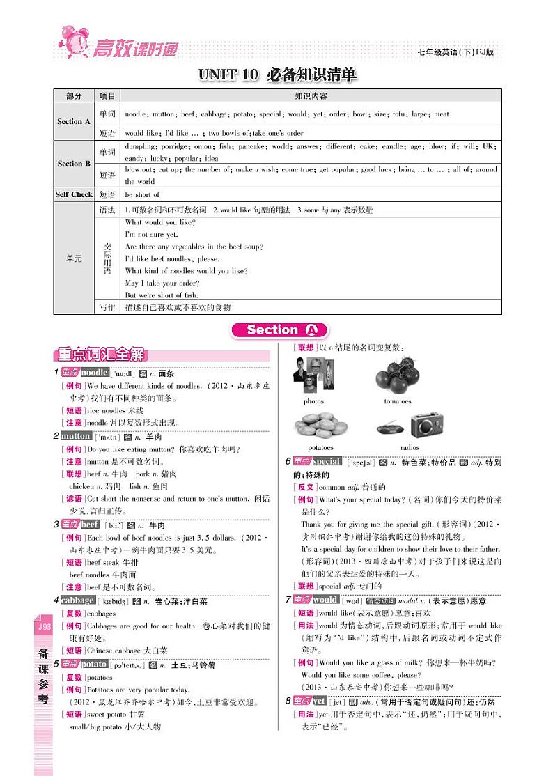 【高效课时通】七年级英语下册 Unit 11 How was your school trip备课参考（pdf）（新版）人教新目标版教案01
