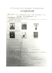 安徽省合肥市庐江县2021届九年级上学期期末考试英语试题（图片版，含答案）