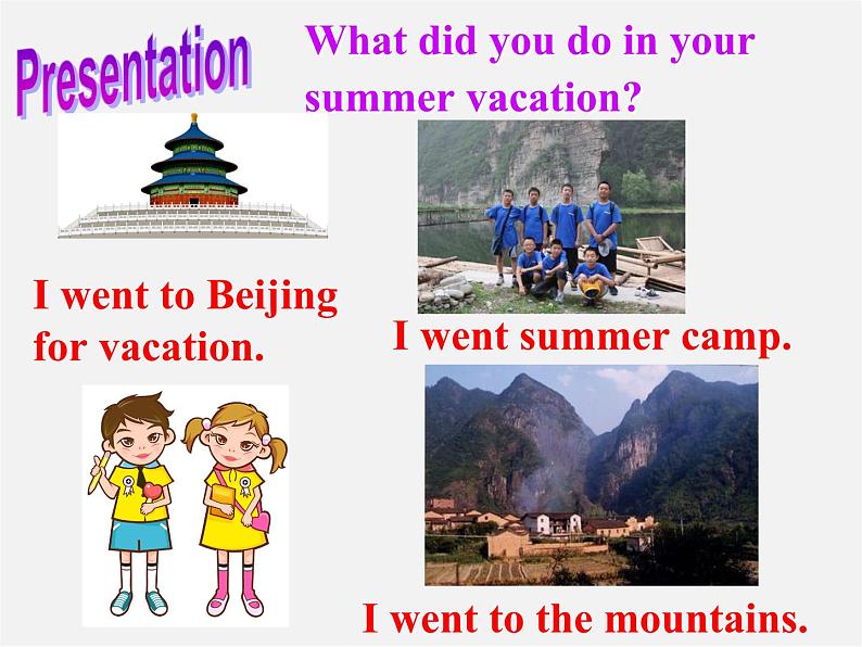江西省上饶县清水中学八年级英语上册 Unit 1 Where did you go on vacation Section A（2a-2c）课件05