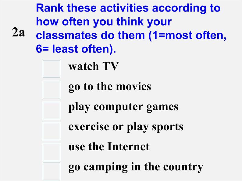 山东省邹平县实验中学八年级英语上册《Unit 2 How often do you exercise Section B（2a-2e）》课件02
