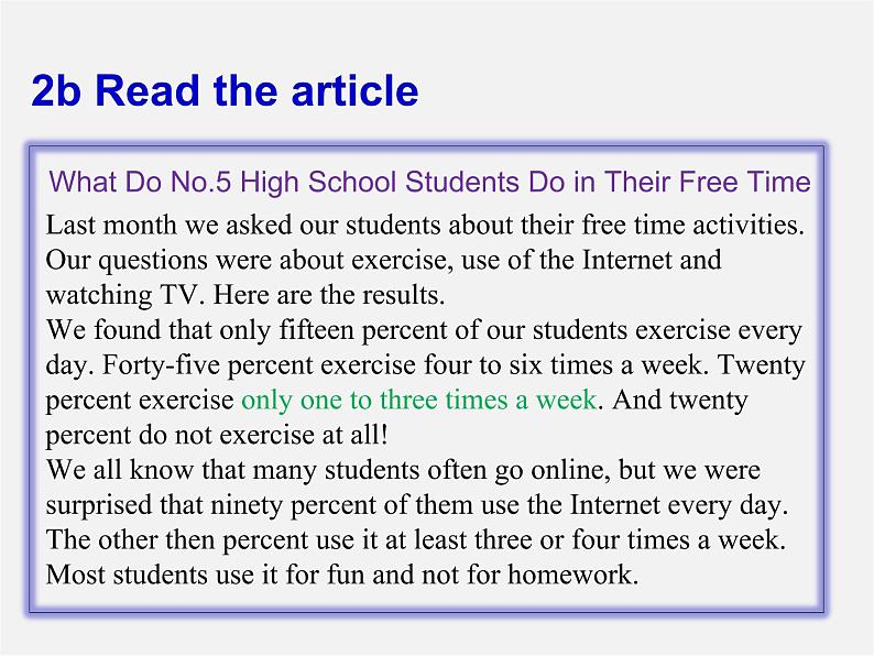 山东省邹平县实验中学八年级英语上册《Unit 2 How often do you exercise Section B（2a-2e）》课件05