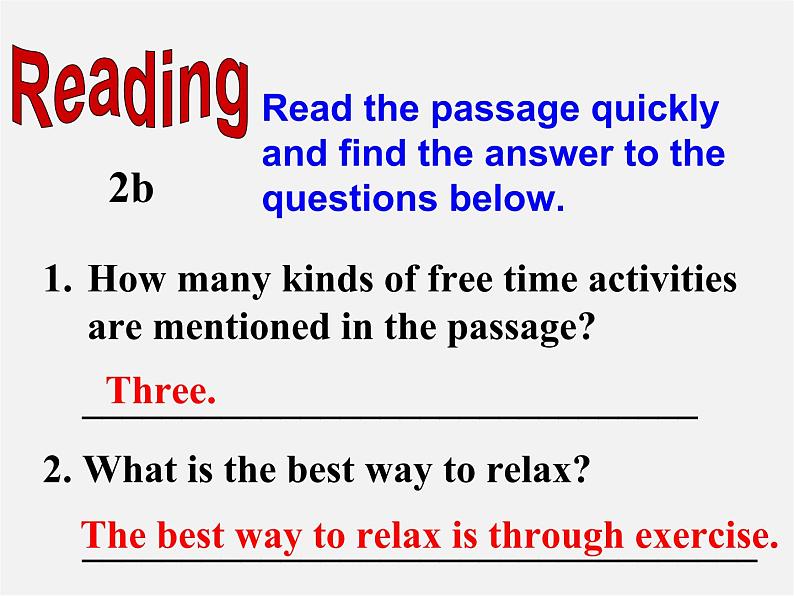 山东省邹平县实验中学八年级英语上册《Unit 2 How often do you exercise Section B（2a-2e）》课件07