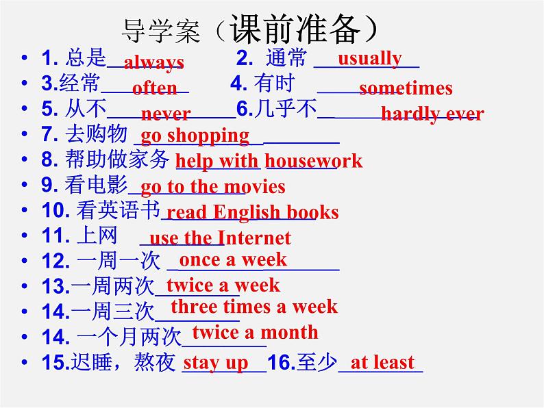 广东省珠海市第九中学八年级英语上册 Unit 2 How often do you exercise Section A 1课件第3页