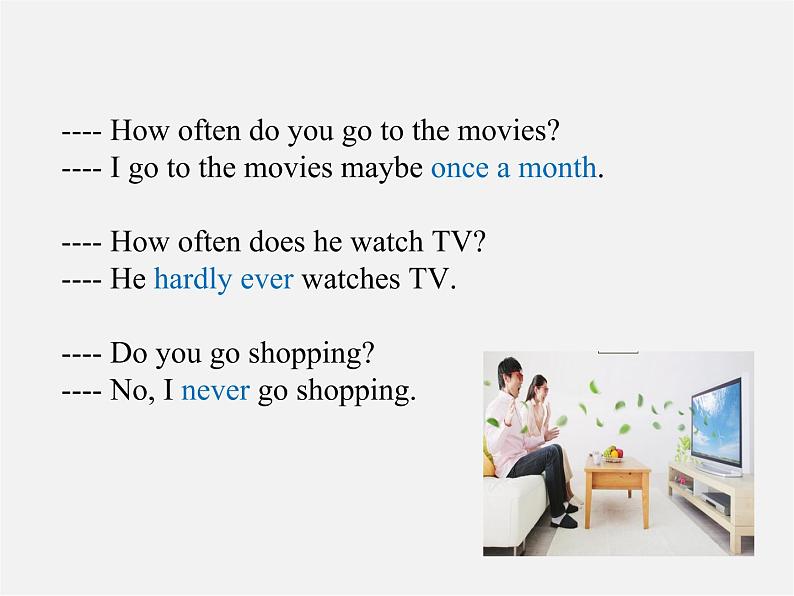 广东省东莞市石碣镇四海之星学校八年级英语上册 Unit 2 How often do you exercise Section A（Grammar Foucs-3c）课件04