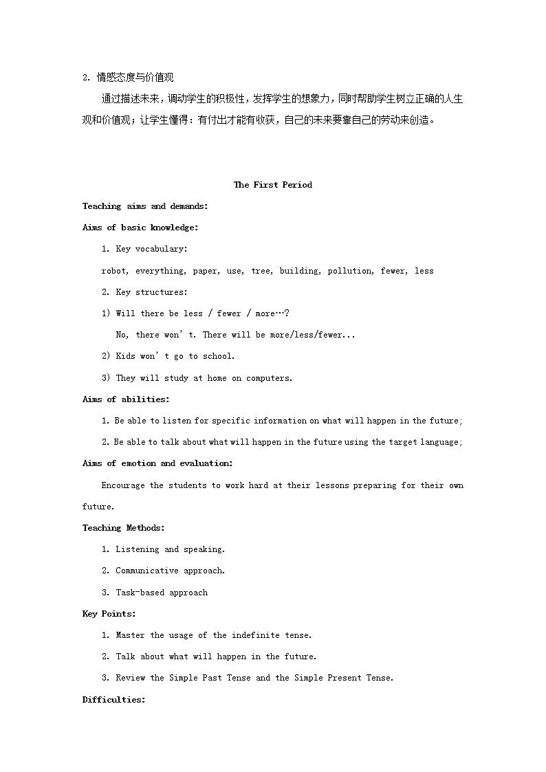 八年级英语上册 Unit 7 Will people have robots？教案302